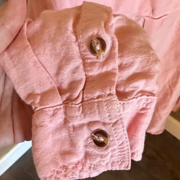 Pilcro By Anthropologie Pink Ruffled Button Down Shirt - Picture 4 of 7